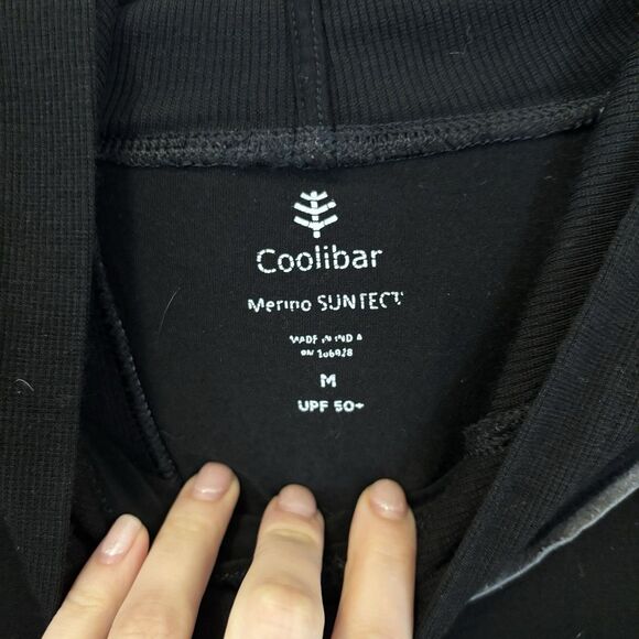 Coolibar Merino Wool Suntect Hooded Sweater Tulip Back M SPF 50+ Vacation - Hole - Picture 3 of 6